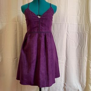 Medium purple fit and flare summer dress.